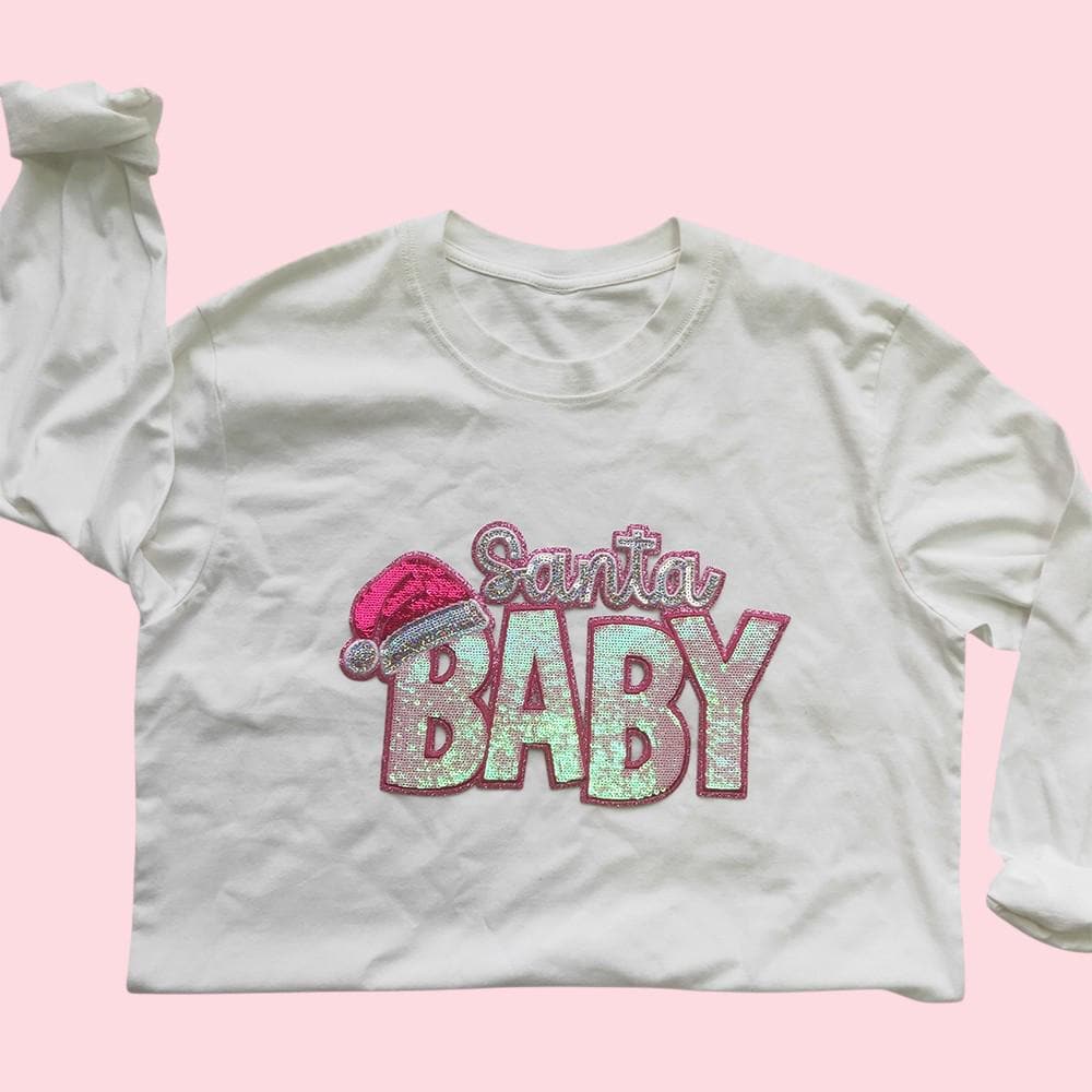 Santa Baby Pink Sequin Patch